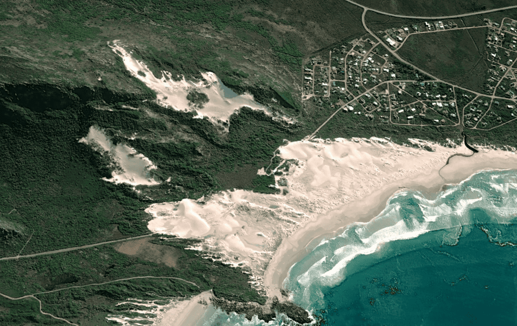 Satellite image of the sand dune at Betty's Bay.